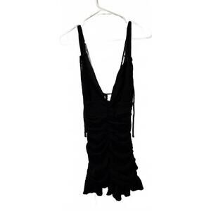 Princess Polly Black Mini Dress Size 2 Bodycon Adjustable Drawstring Party Dress
